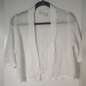 Elegant White Open-Knit Sweater Size L #478